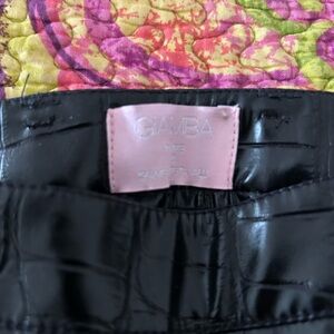 Giamba Black Croc-Embossed Skinny Pants with Zipper at Ankles